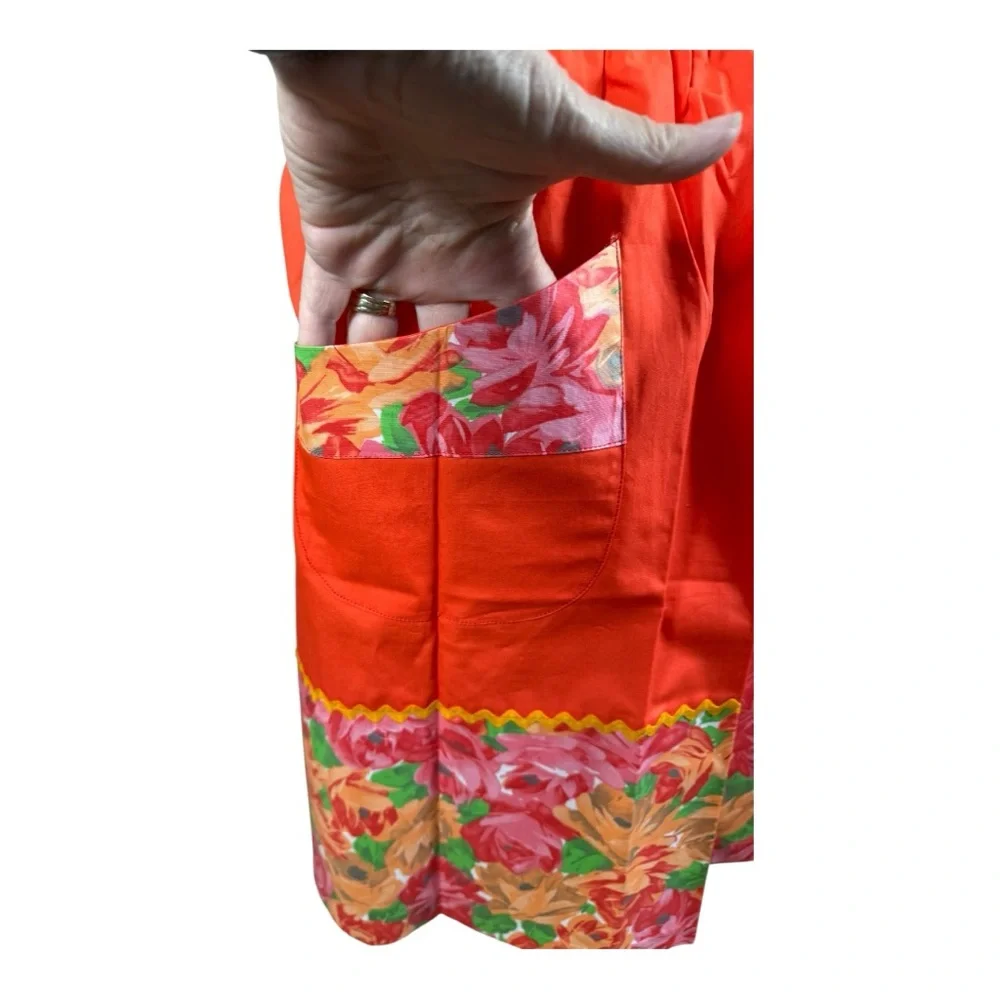Vibrant Red‎ Floral Apron